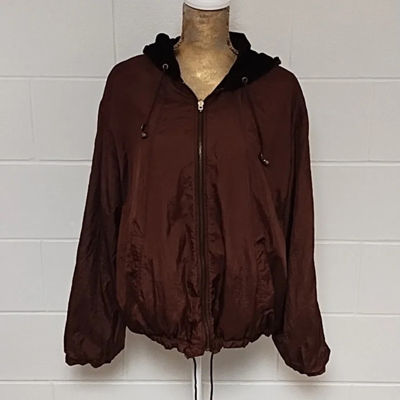 CS Signature Brown Velvet Reversible Hoodie Jacket Large - Picture 3 of 16